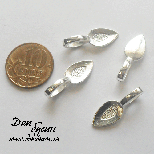 Бейл для наклейки кабошона, литье, цвет серебро